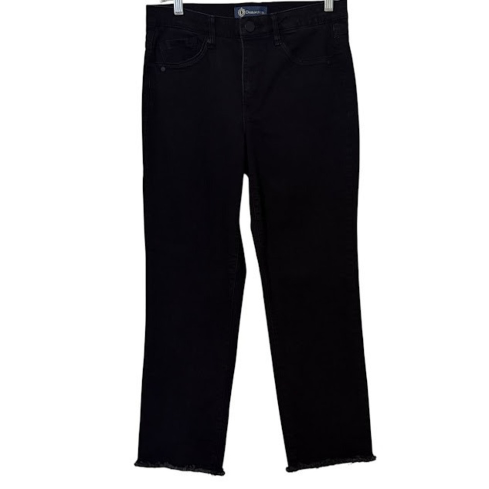 Democracy "Ab"solution Ab Technology Black Straight Leg Raw Hem Jeans Womens 8